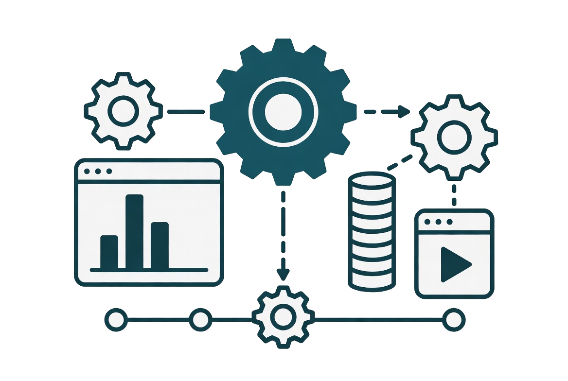 Illustration of automation gears and processes
